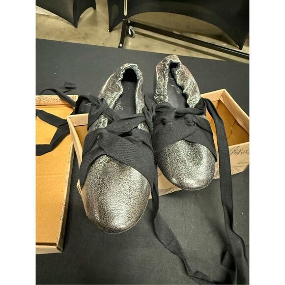 New Free People Cece Pewter Wrap Ballet Flats 8 - Picture 2 of 6
